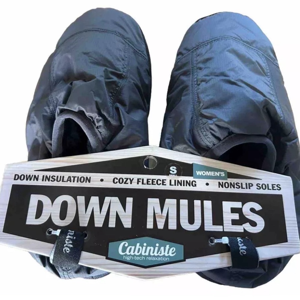 CABINISTE REI Down Mules Slippers Women’s Small 5.5-6.5 Fleece Lined Non-Slip